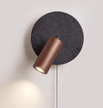 Alaric Wall Sconce in Black Travertine and Walnut Wood