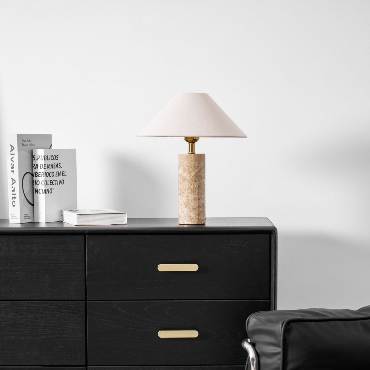 Alba Stone Table Lamp – Marble Base with Fabric Shade for Modern Interiors