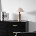 Alba Stone Table Lamp – Marble Base with Fabric Shade for Modern Interiors