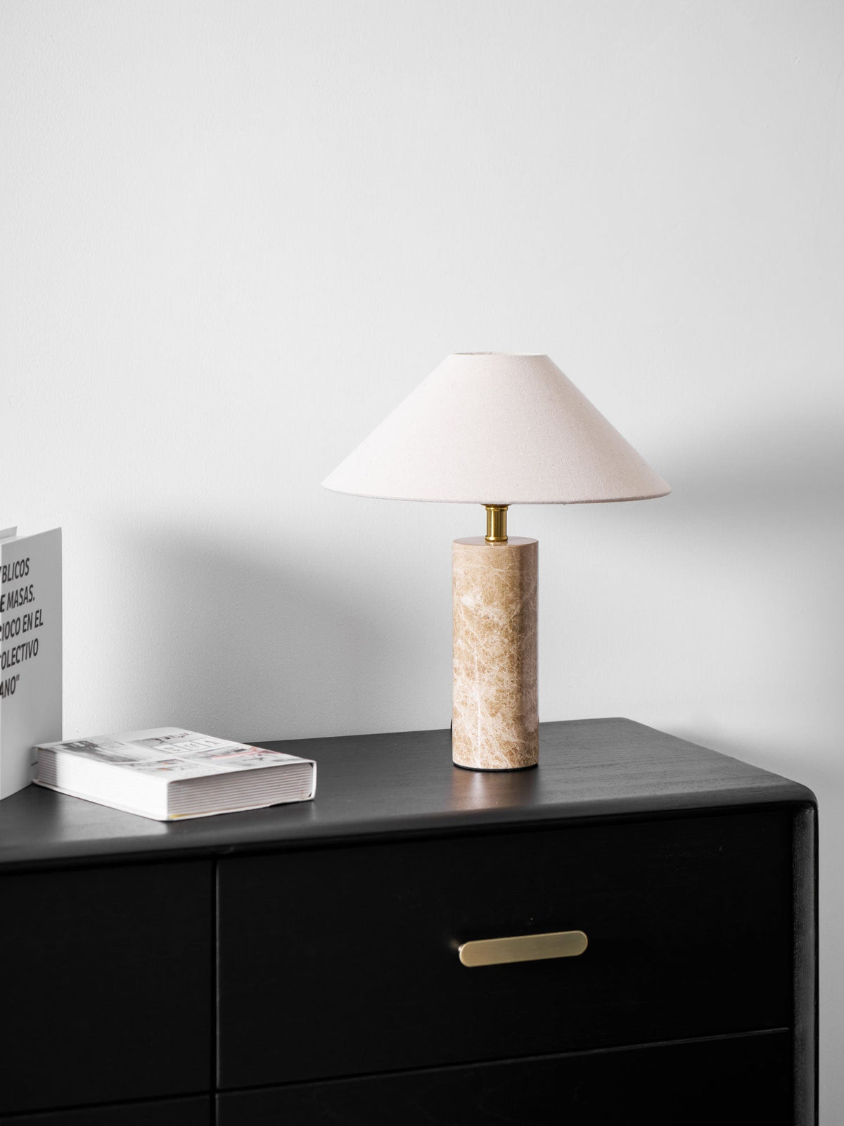 Alba Stone Table Lamp – Marble Base with Fabric Shade for Modern Interiors
