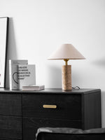Alba Stone Table Lamp – Marble Base with Fabric Shade for Modern Interiors
