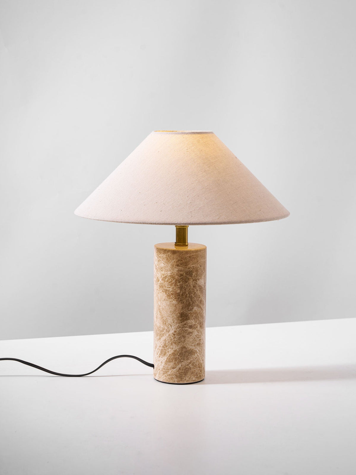 Alba Stone Table Lamp – Marble Base with Fabric Shade for Modern Interiors