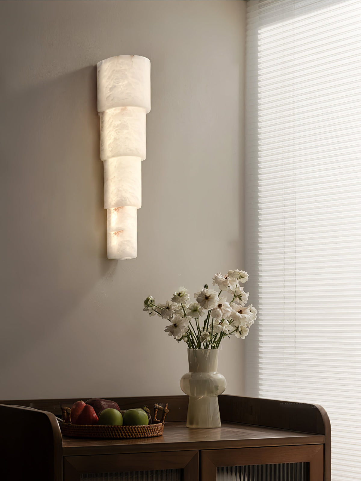 Alba Cascade Alabaster Wall Sconce – Modern LED Wall Light