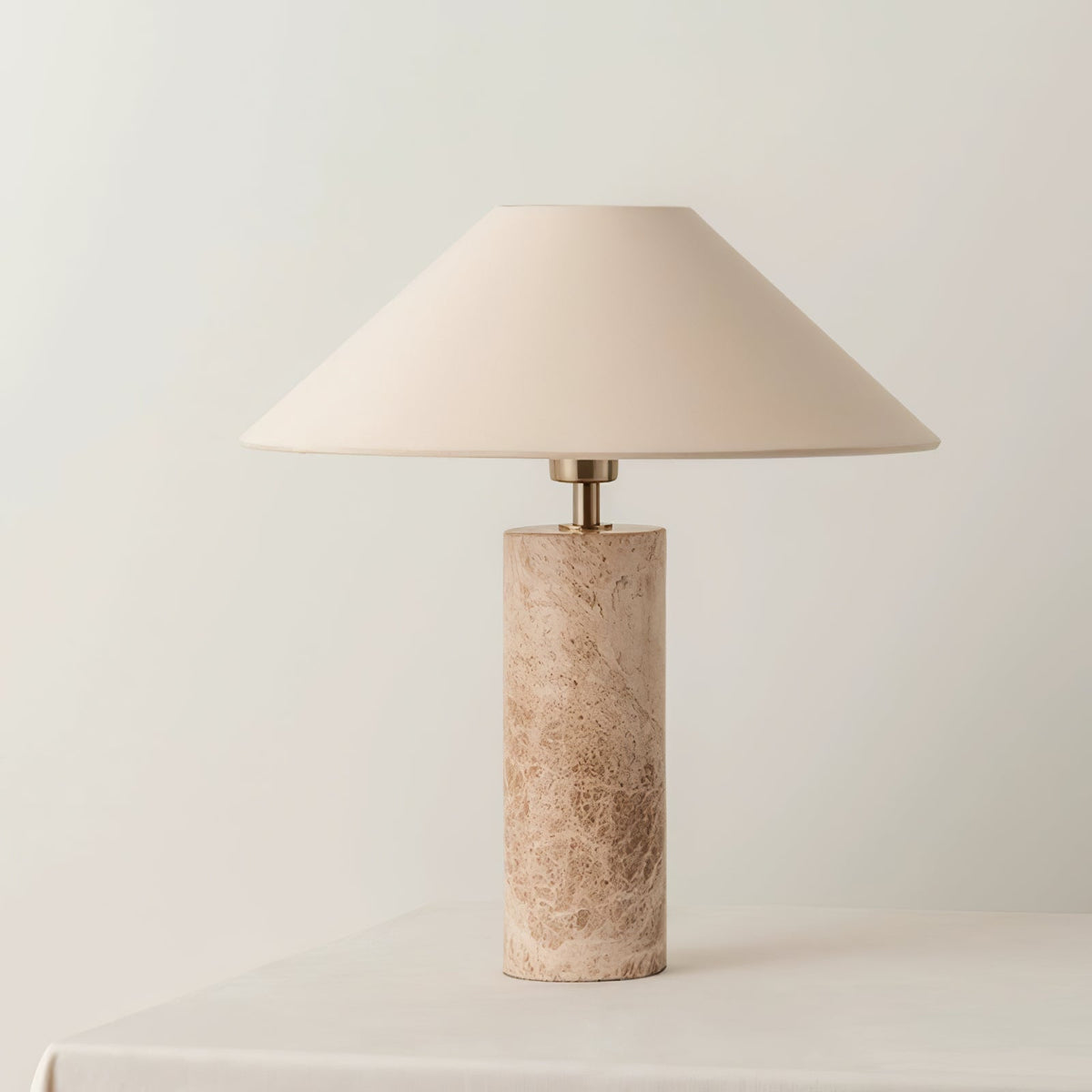Alba Stone Table Lamp – Marble Base with Fabric Shade for Modern Interiors