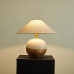 Alba Terra Ceramic Table Lamp with Linen Shade for Bedroom and Living Room
