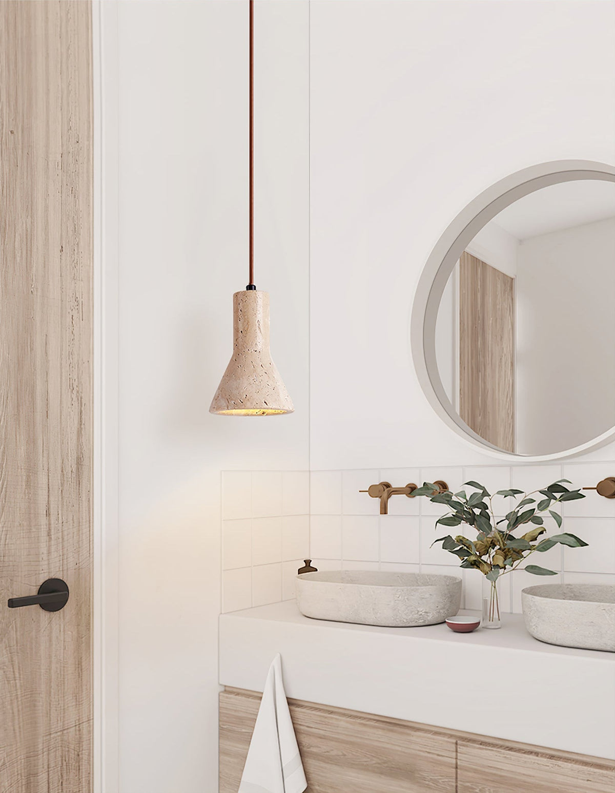 Alchemica Travertine Pendant Light – Sculptural Stone Lamp for Dining & Kitchen