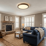 Alder Frame Wood LED Ceiling Light – Modern Flush Mount for Bedroom and Living Room