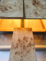 Alder Sculptural Burl Wood Table Lamp with Geometric Shade