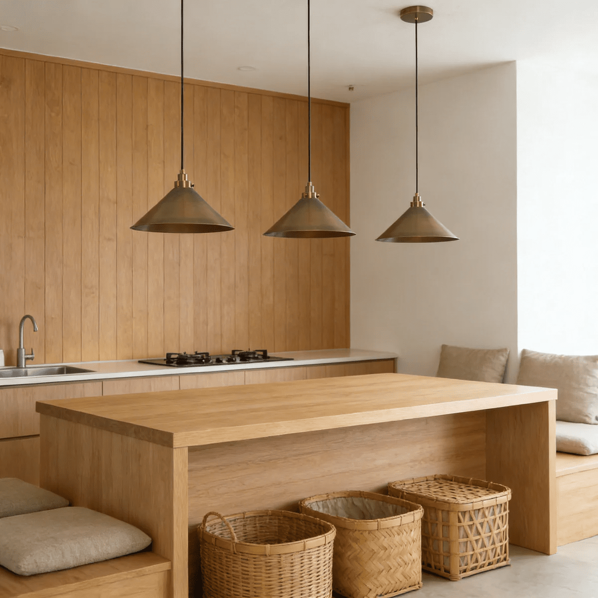 Alessia Cone Pendant Light in Antique Brass – Modern Minimalist Ceiling Lamp
