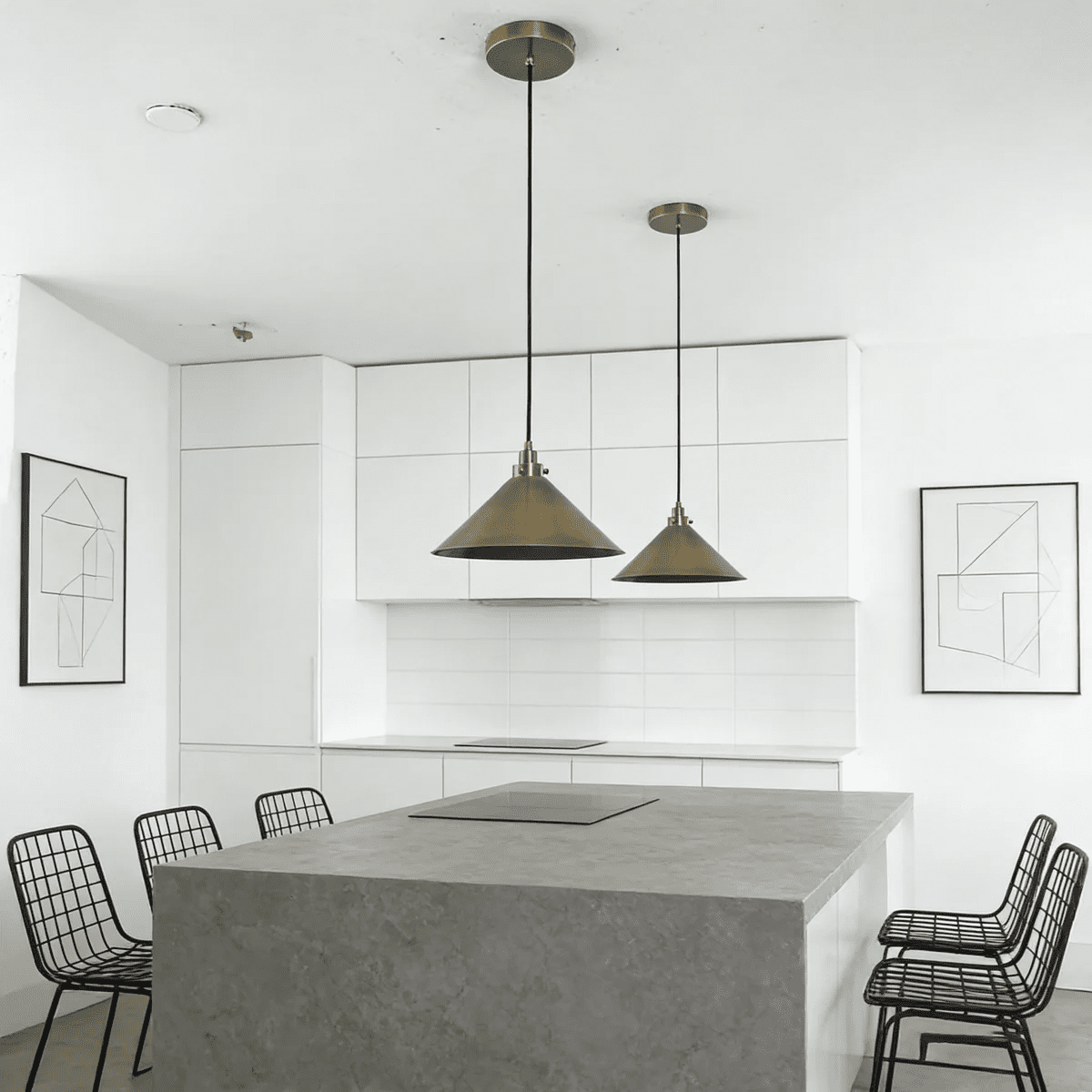 Alessia Cone Pendant Light in Antique Brass – Modern Minimalist Ceiling Lamp