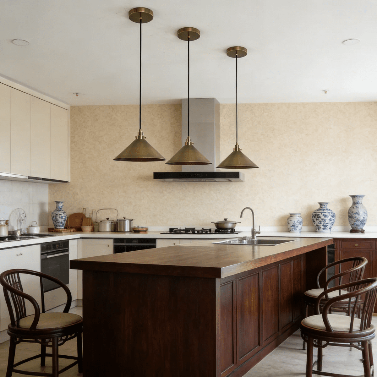 Alessia Cone Pendant Light in Antique Brass – Modern Minimalist Ceiling Lamp