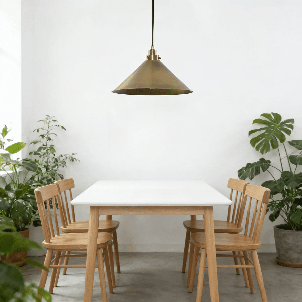Alessia Cone Pendant Light in Antique Brass – Modern Minimalist Ceiling Lamp