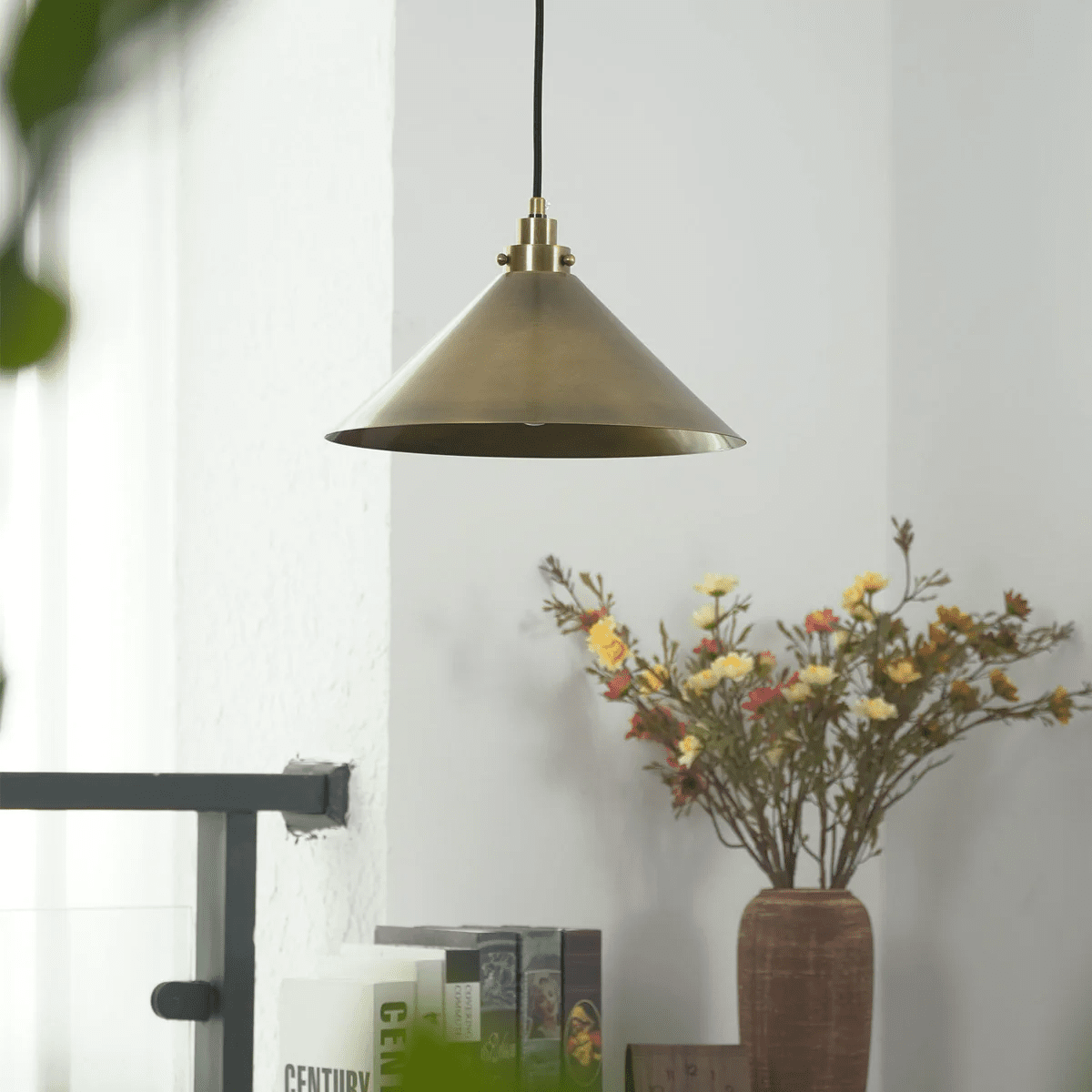 Alessia Cone Pendant Light in Antique Brass – Modern Minimalist Ceiling Lamp