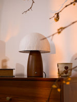 Myco Mushroom Table Lamp with Walnut Wood Base and LED