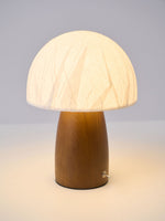 Myco Mushroom Table Lamp with Walnut Wood Base and LED