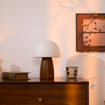 Myco Mushroom Table Lamp with Walnut Wood Base and LED