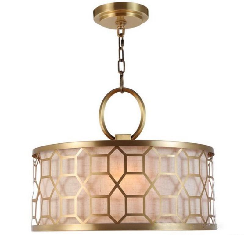 Allegretto Round Pendant Light in Burnished Gold Leaf with Linen Shade