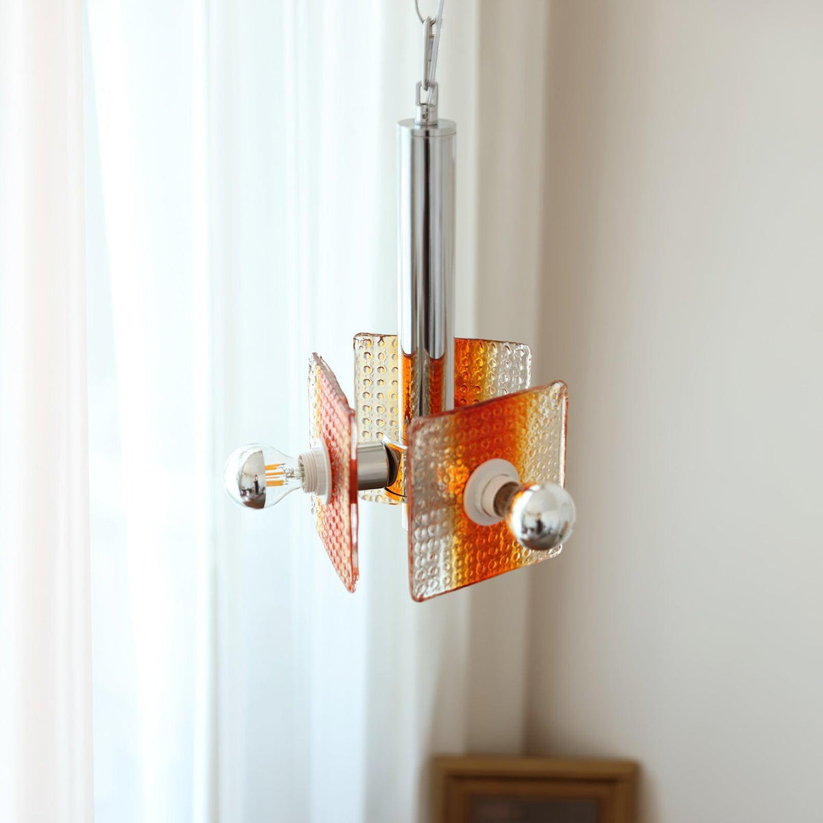 Alohi Modern Orange Glass Pendant Light with Chrome Finish