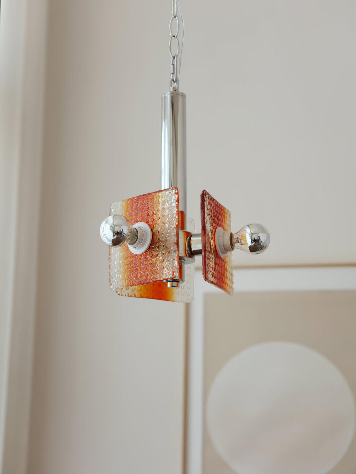 Alohi Modern Orange Glass Pendant Light with Chrome Finish