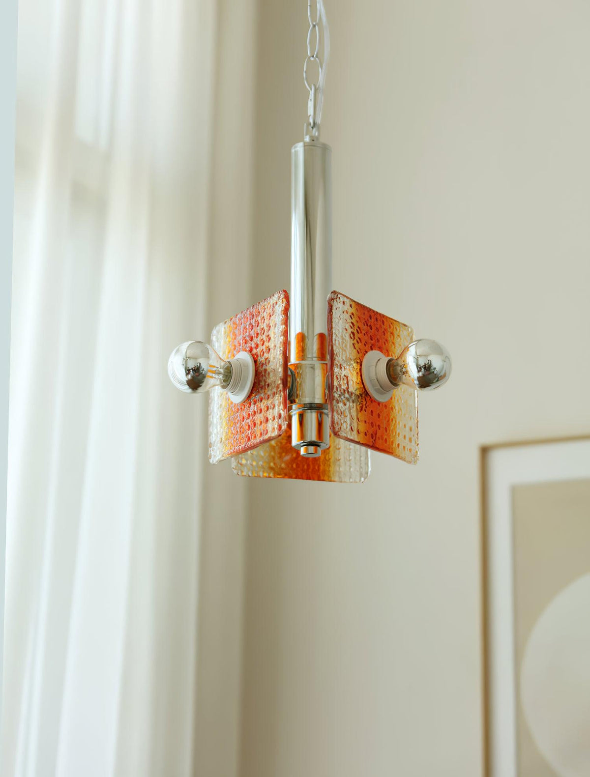 Alohi Modern Orange Glass Pendant Light with Chrome Finish