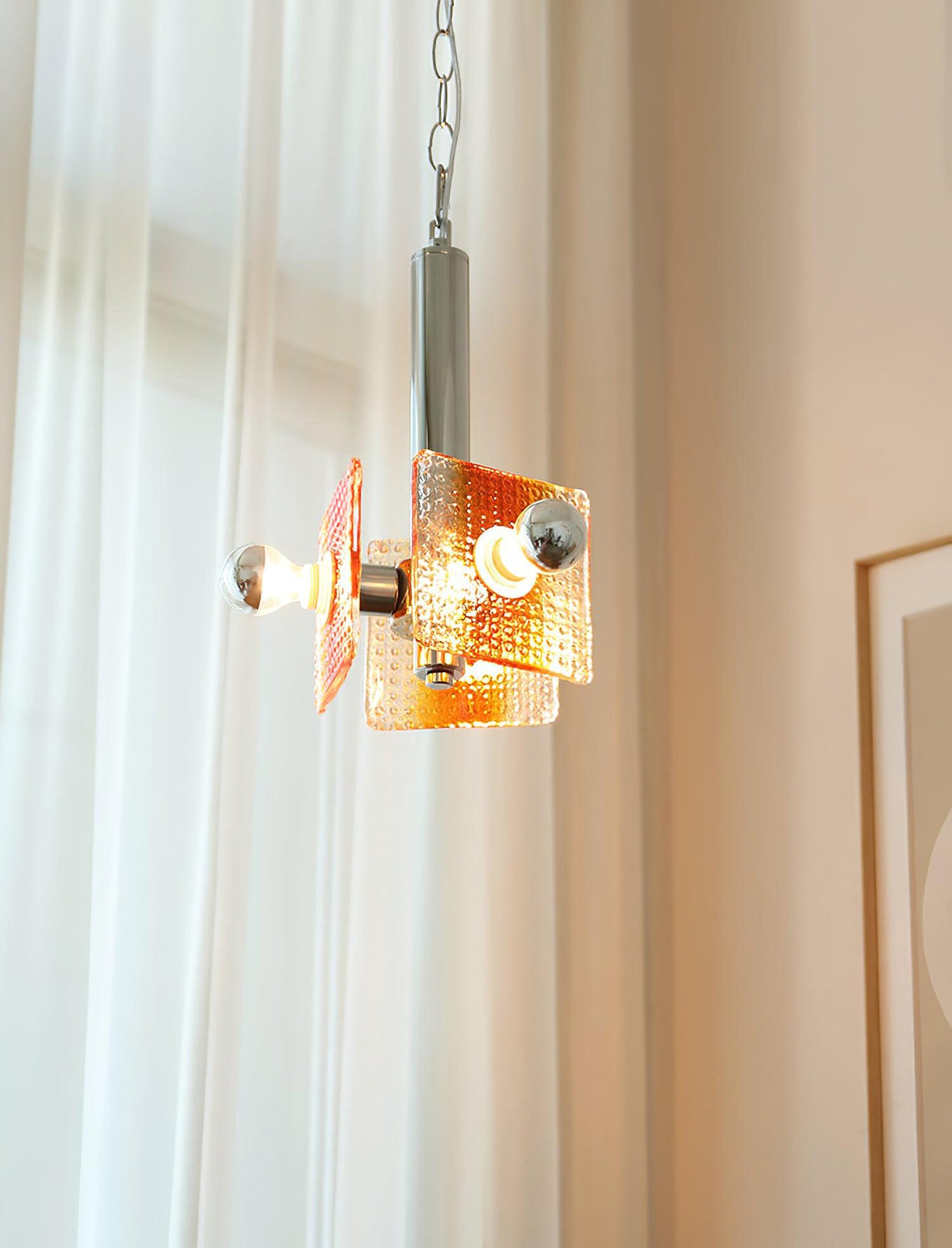 Alohi Modern Orange Glass Pendant Light with Chrome Finish