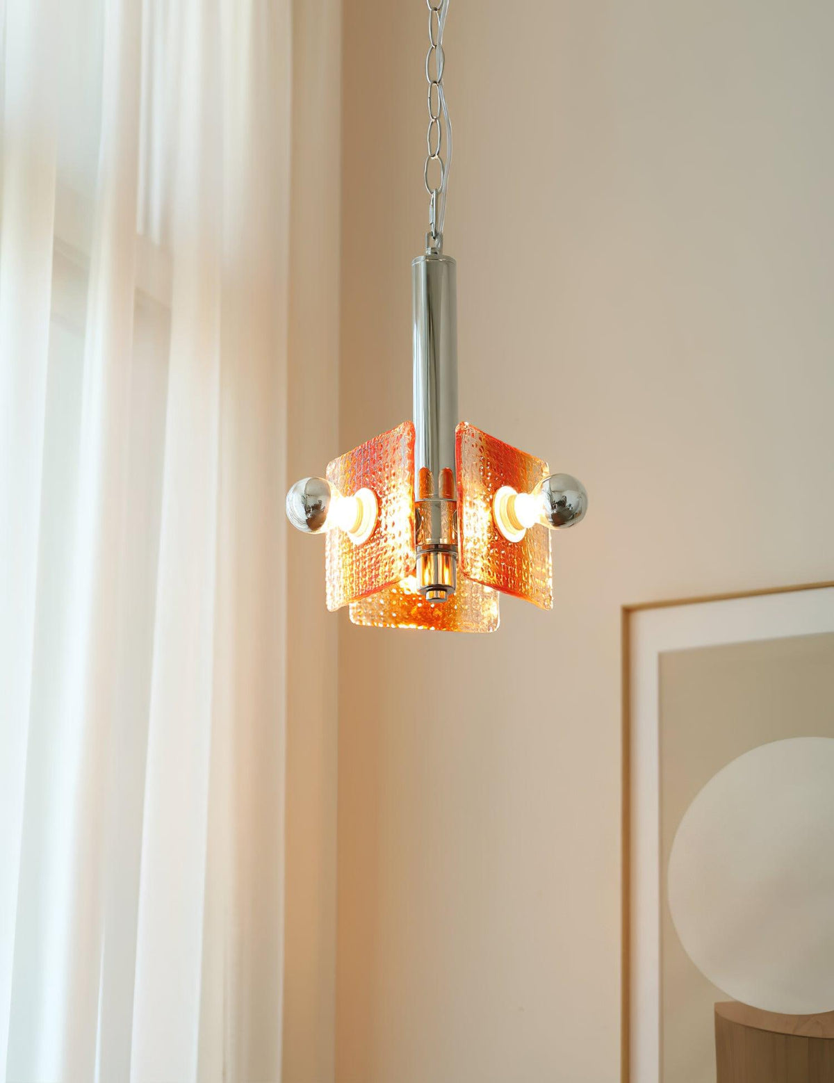 Alohi Modern Orange Glass Pendant Light with Chrome Finish