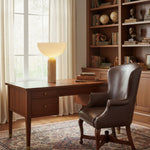Alto Sculptural Travertine Table Lamp with Opal Glass Shade