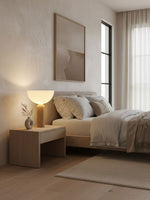 Alto Sculptural Travertine Table Lamp with Opal Glass Shade