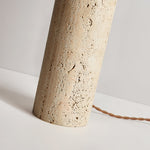 Alto Sculptural Travertine Table Lamp with Opal Glass Shade