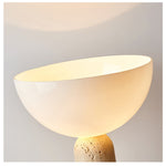 Alto Sculptural Travertine Table Lamp with Opal Glass Shade