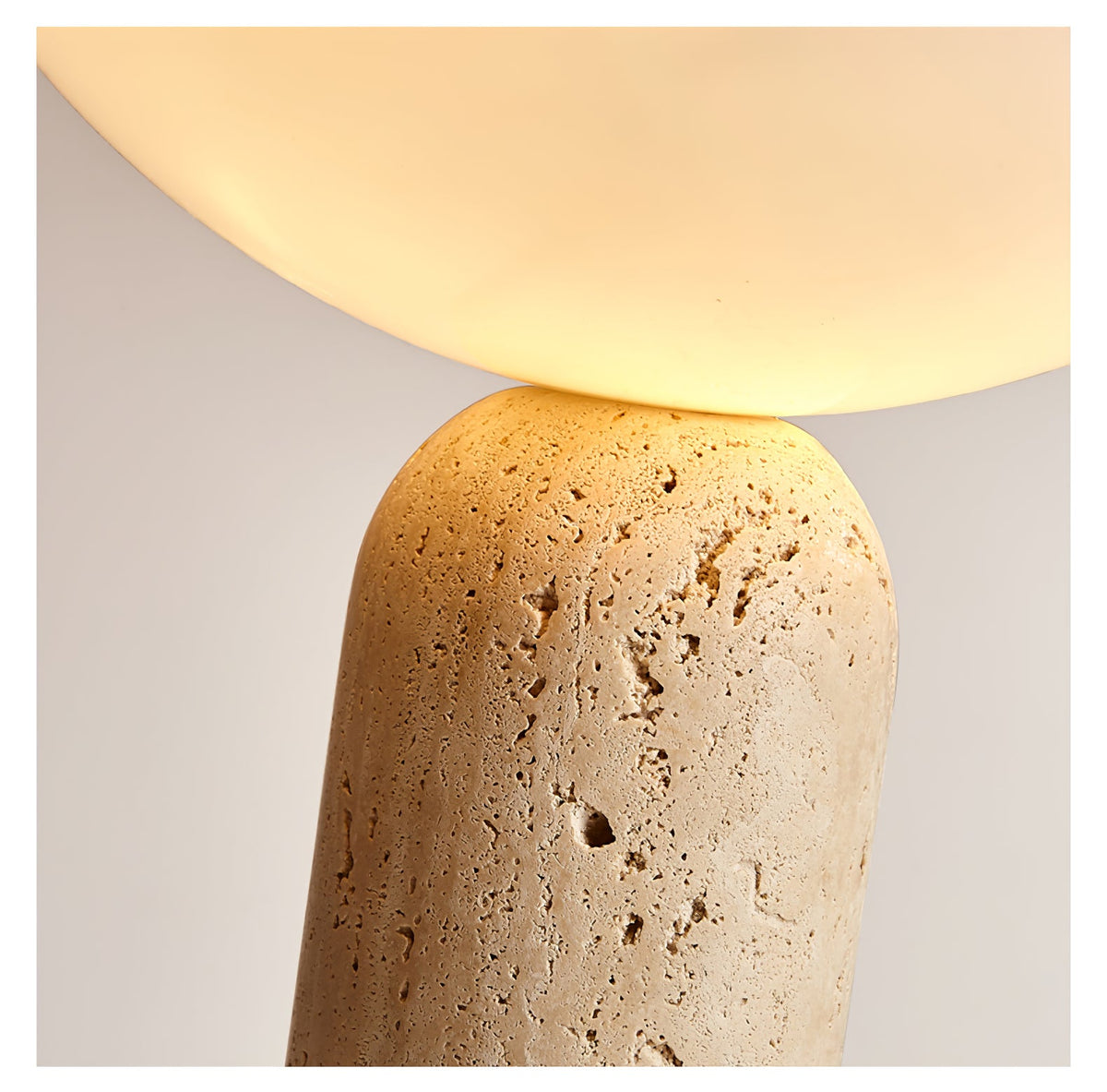 Alto Sculptural Travertine Table Lamp with Opal Glass Shade