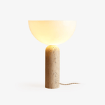 Alto Sculptural Travertine Table Lamp with Opal Glass Shade