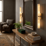 Aluna Alabaster Bar Wall Sconce in Brushed Brass
