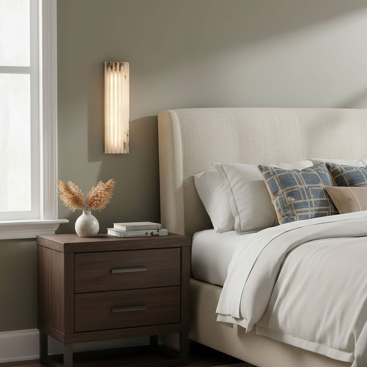 Alvia Alabaster Wall Sconce — Natural Stone LED Wall Light