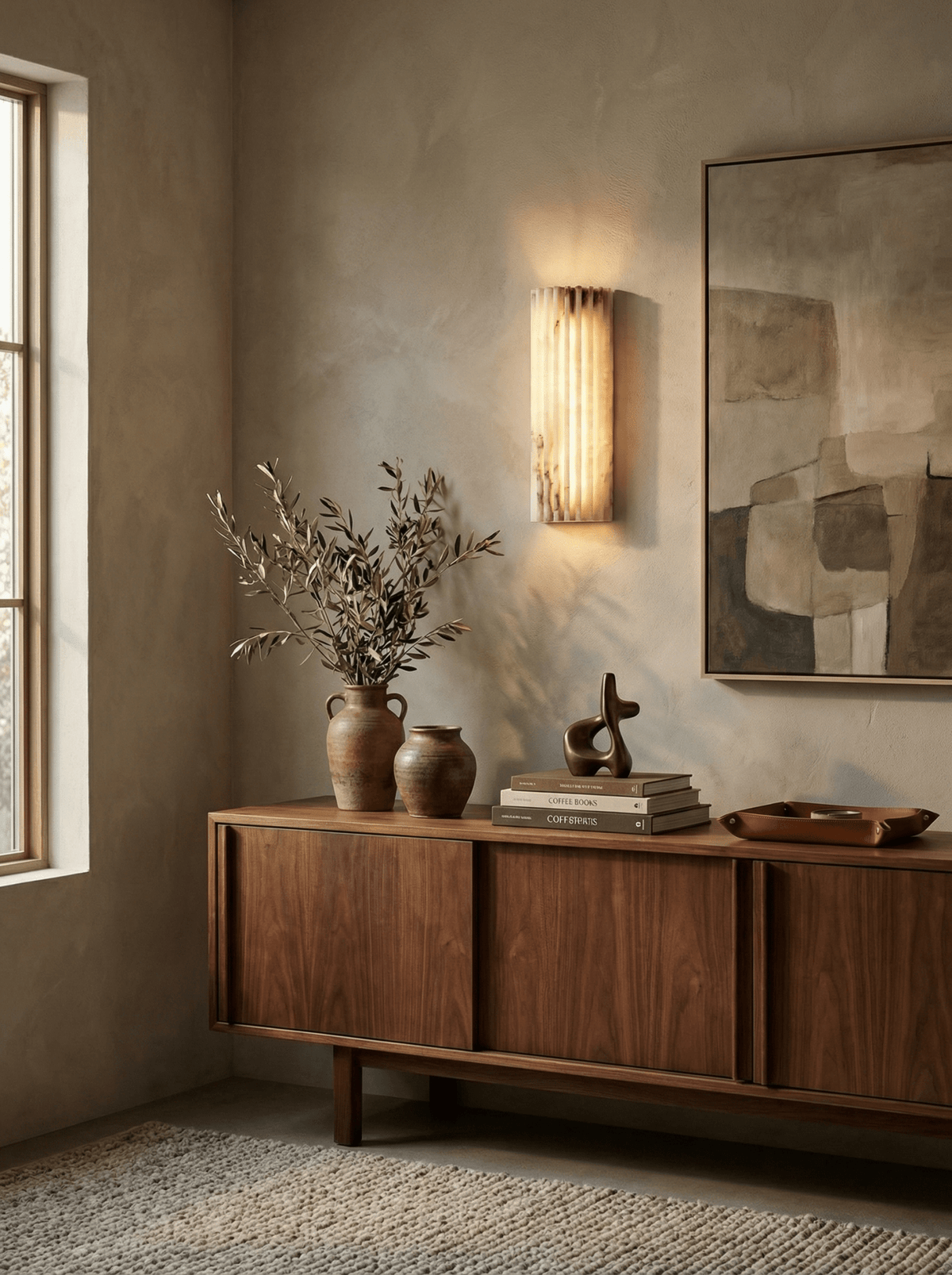 Alvia Alabaster Wall Sconce — Natural Stone LED Wall Light