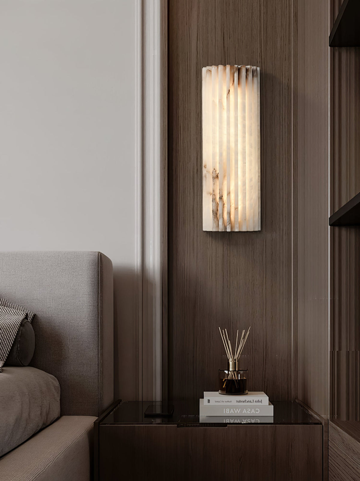 Alvia Alabaster Wall Sconce — Natural Stone LED Wall Light