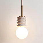 Alvia Travertine Pendant Light – Sculpted Stone & Brass Modern Hanging Lamp