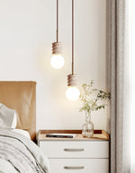 Alvia Travertine Pendant Light – Sculpted Stone & Brass Modern Hanging Lamp