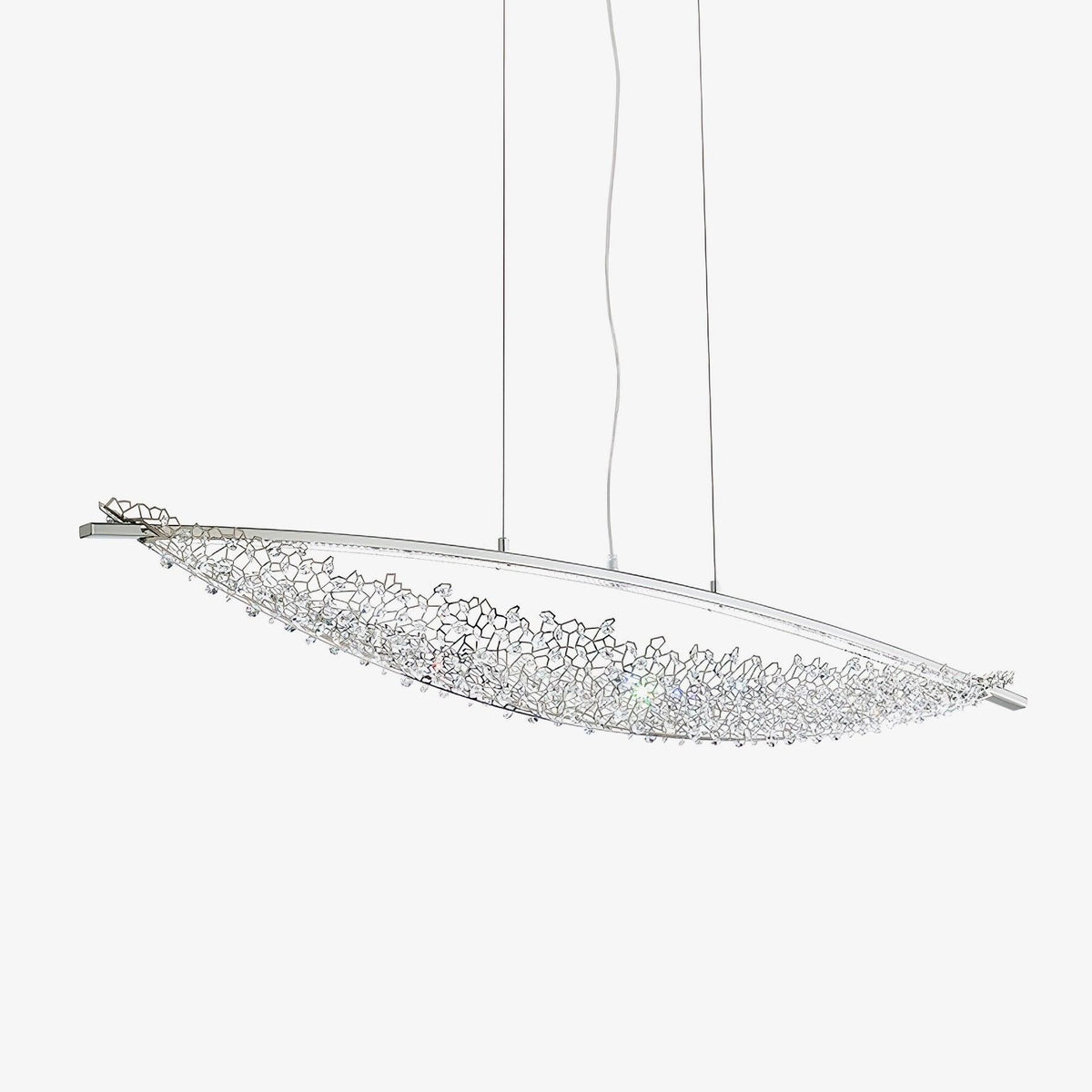 Amaca Crystal LED Linear Pendant Light, Modern Minimalist Chandelier