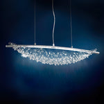 Amaca Crystal LED Linear Pendant Light, Modern Minimalist Chandelier