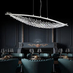 Amaca Crystal LED Linear Pendant Light, Modern Minimalist Chandelier
