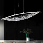 Amaca Crystal LED Linear Pendant Light, Modern Minimalist Chandelier