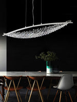 Amaca Crystal LED Linear Pendant Light, Modern Minimalist Chandelier