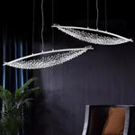 Amaca Crystal LED Linear Pendant Light, Modern Minimalist Chandelier