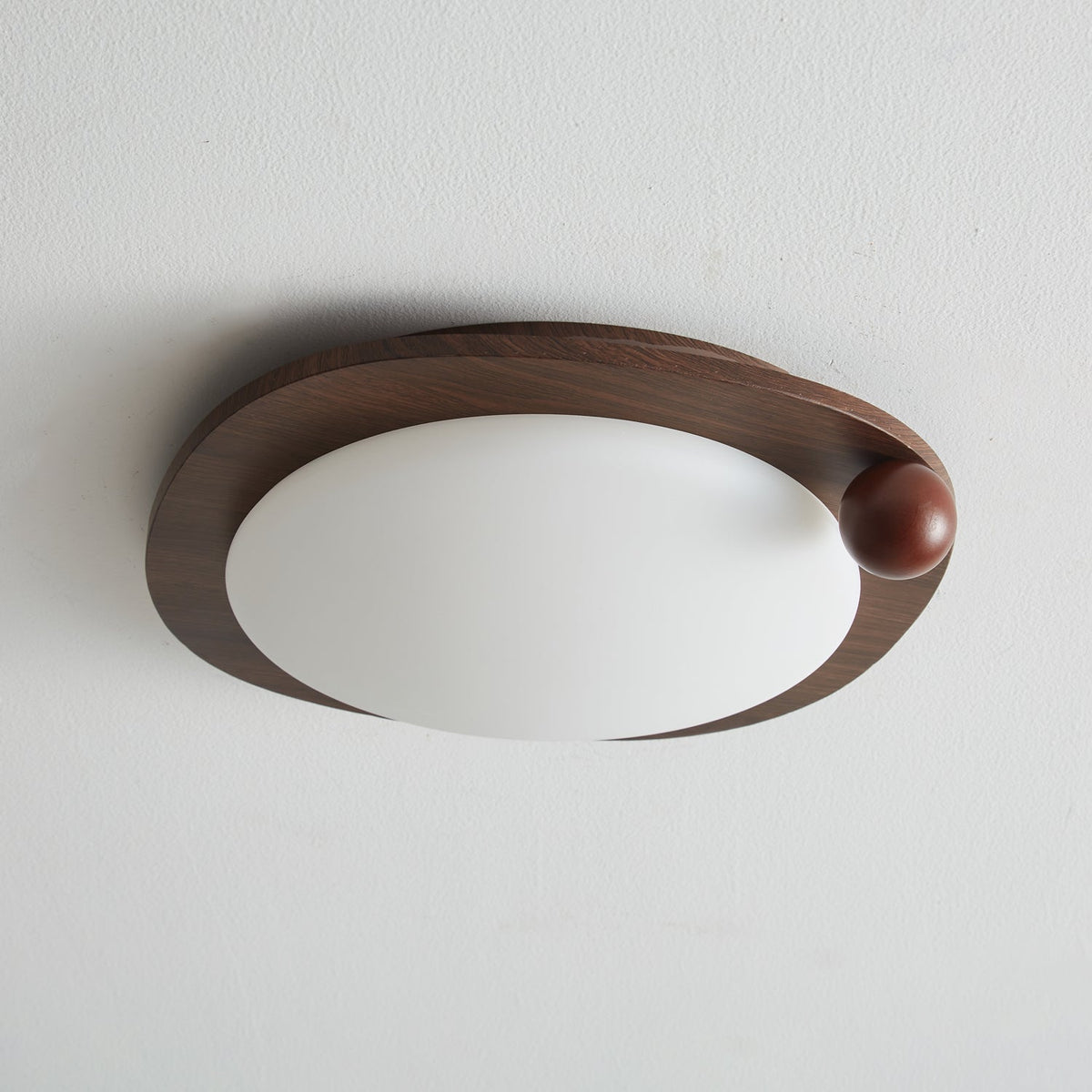 Amalphi Oval LED Ceiling Light with Walnut Wood Grain Finish