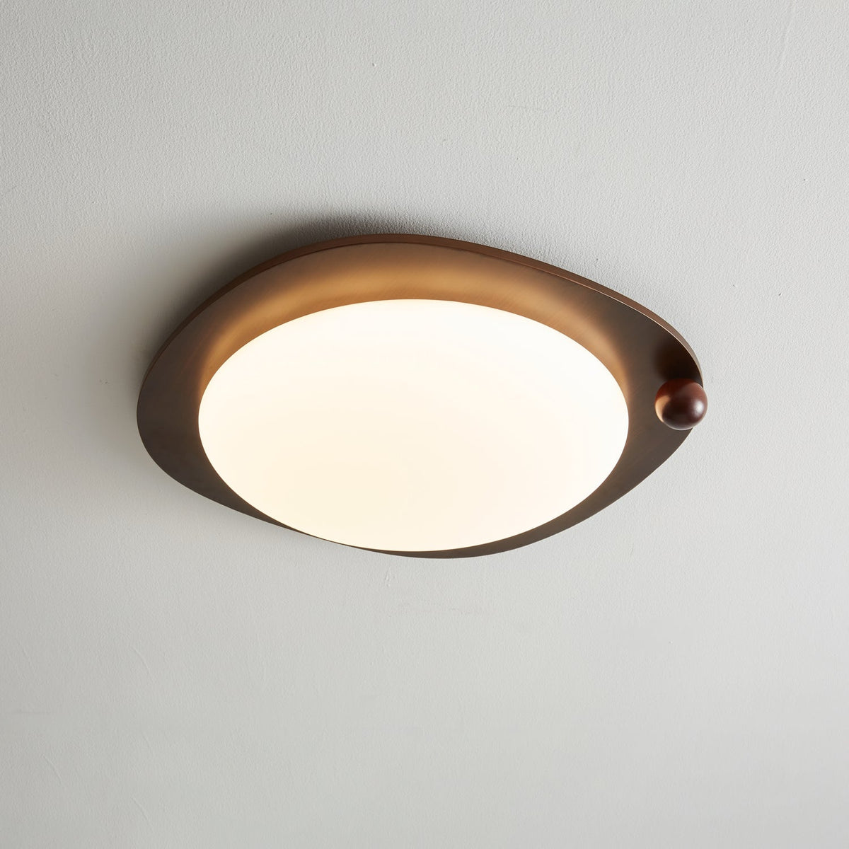 Amalphi Oval LED Ceiling Light with Walnut Wood Grain Finish