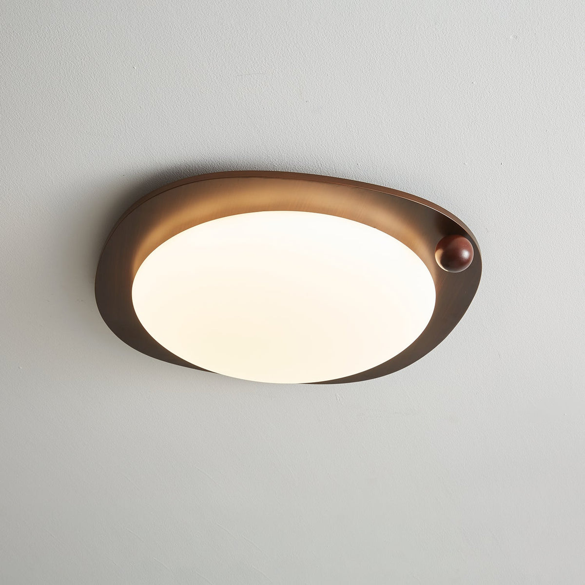 Amalphi Oval LED Ceiling Light with Walnut Wood Grain Finish