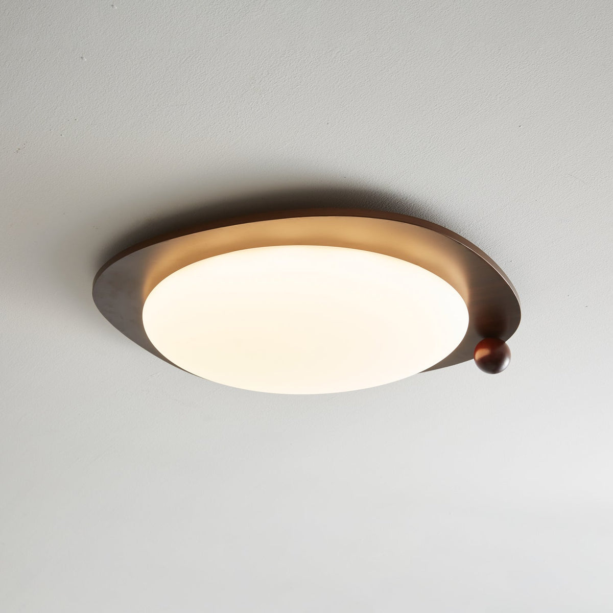 Amalphi Oval LED Ceiling Light with Walnut Wood Grain Finish
