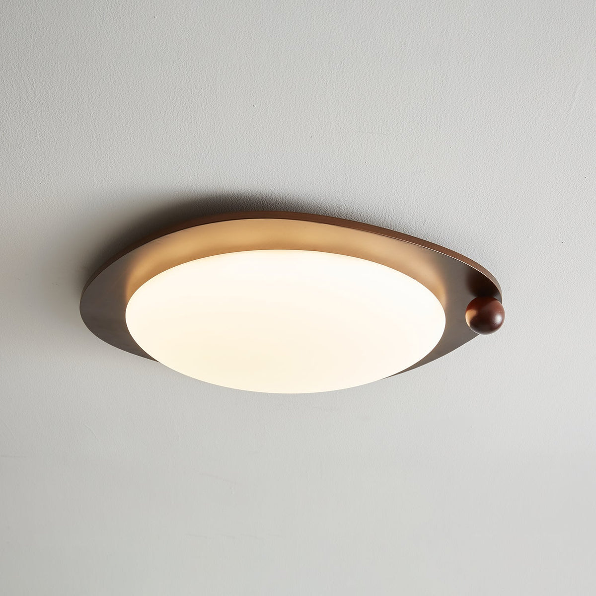 Amalphi Oval LED Ceiling Light with Walnut Wood Grain Finish