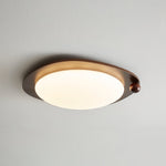Amalphi Oval LED Ceiling Light with Walnut Wood Grain Finish
